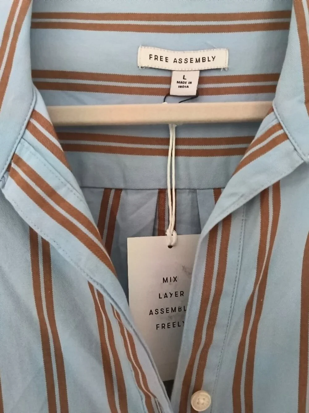 Free Assembly  NWT 100% Cotton blue and brown striped shift/dress